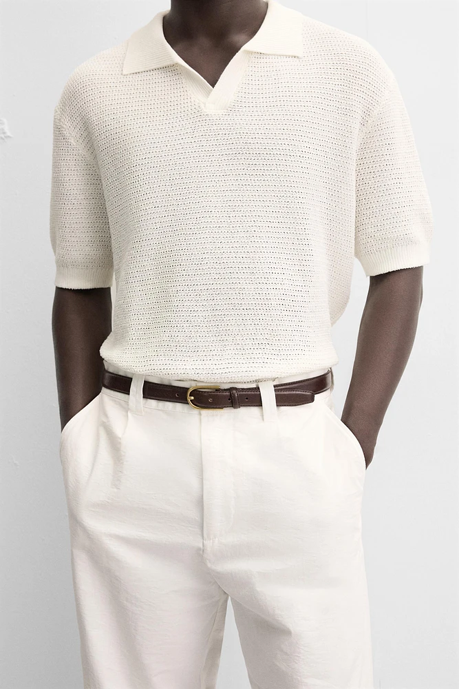 POLO EN MAILLE TEXTURÉE OUVERTE