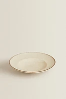 PORCELAIN PASTA PLATE WITH ANTIQUE FINISH RIM