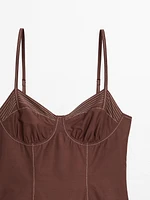 Bodice dress with contrast seams