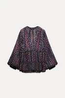 METALLIC THREAD PRINTED BLOUSE