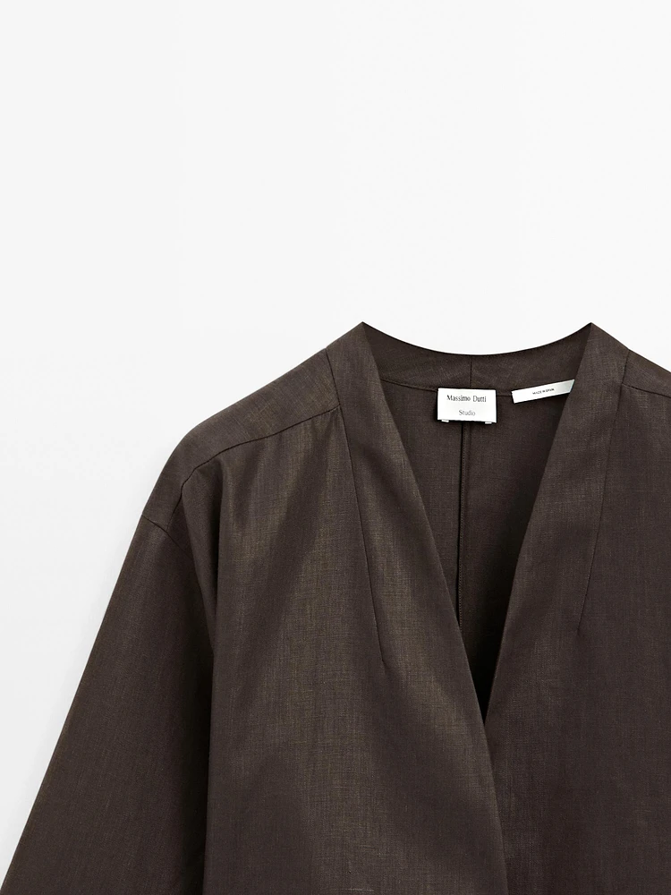 Chemise fluide en lin avec nœud - Studio