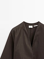 Chemise fluide en lin avec nœud - Studio