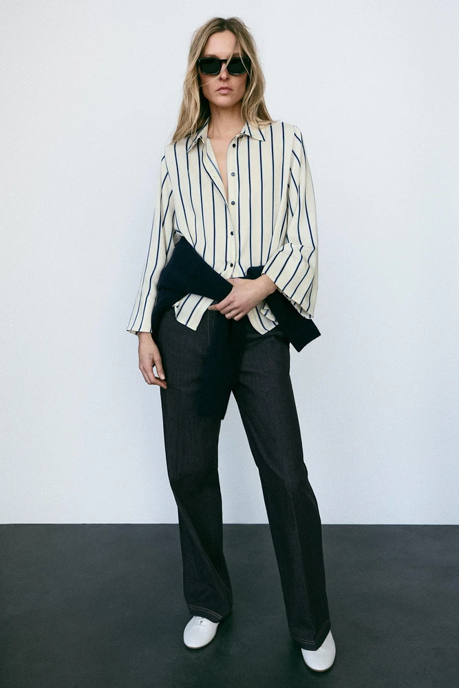 WIDE SLEEVE STRIPED BLOUSE