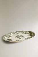 PLAT FAÏENCE IMPRIMÉ FLEURS