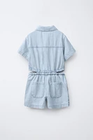 CUT OUT DENIM SHORT JUMPSUIT