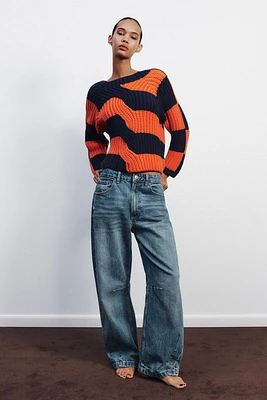 STRIPED OVERSIZE KNIT SWEATER