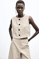 LINEN FRAYED RUSTIC VEST