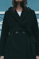 BELTED SOFT HOODED COAT