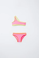 6-14 ANS/ BIKINI ASYMÉTRIQUE BRILLANT LISERÉS