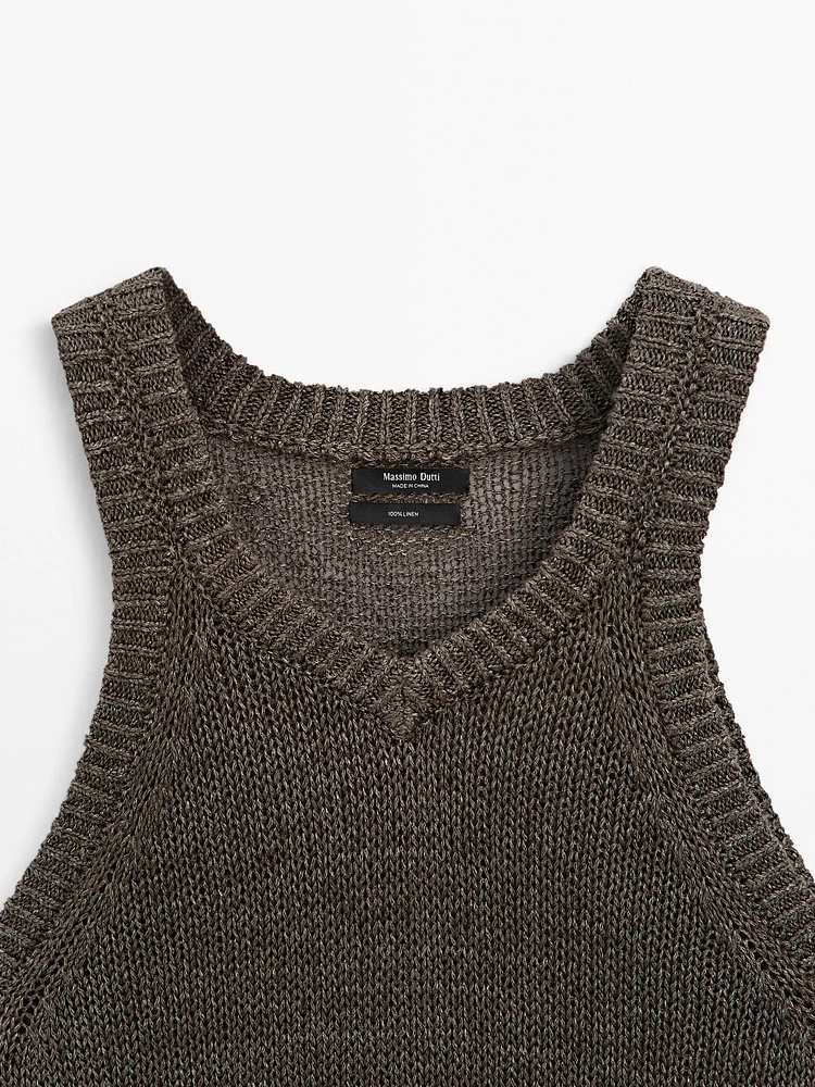 100% linen knit top