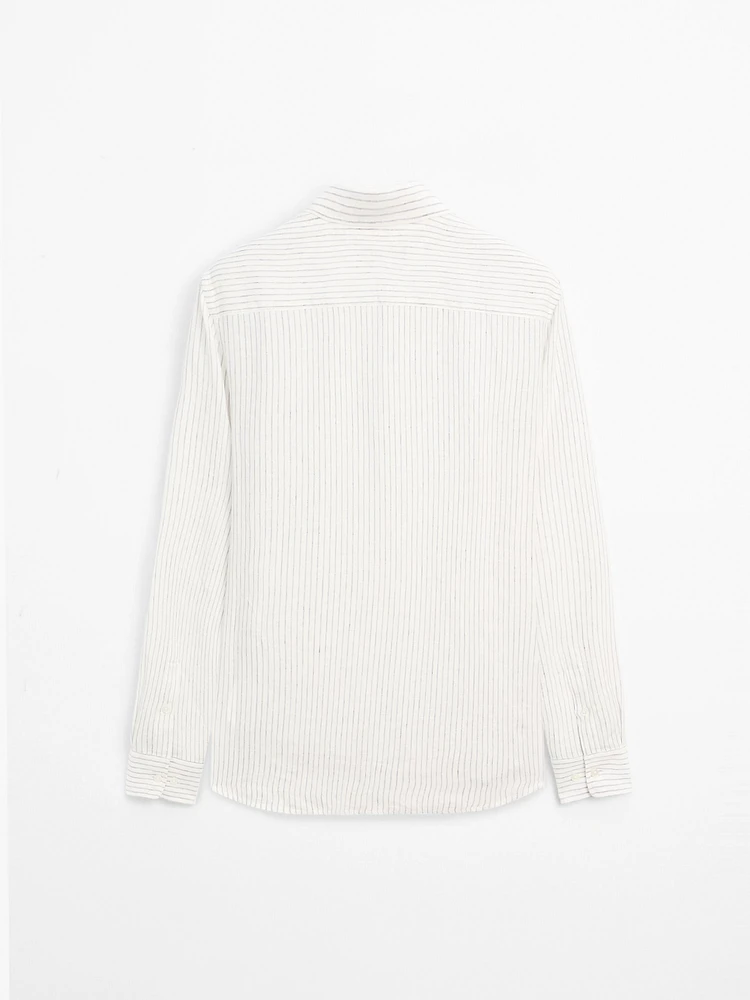 Chemise slim à rayures en lin