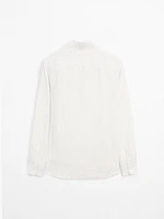 Chemise slim à rayures en lin