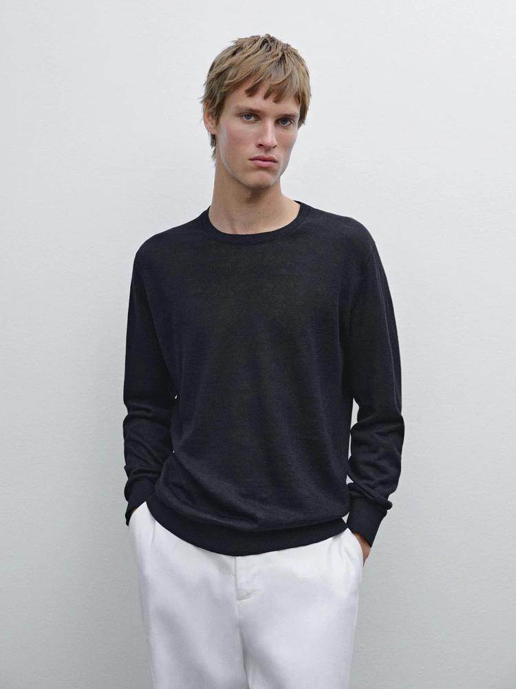 Lightweight 100% linen knit sweater