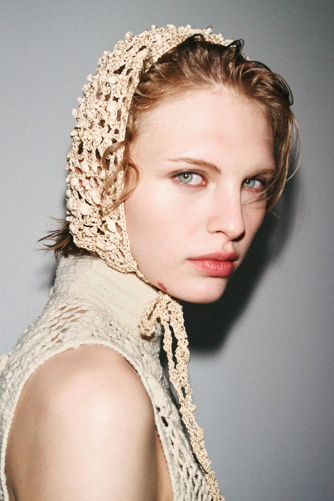 BEADED CROCHET SKULLCAP HAT