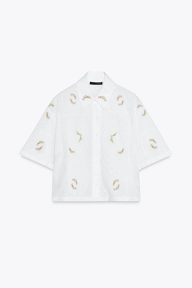 CHEMISE FLEURS BRODÉES