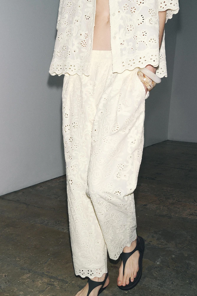 ZW COLLECTION PANTS WITH PERFORATED EMBROIDERY