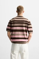 JACQUARD STRIPED KNIT POLO SHIRT
