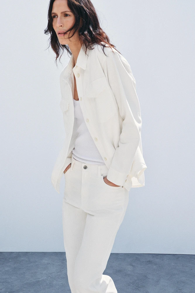 ZW COLLECTION STRAIGHT HIGH-WAIST CROPPED JEANS