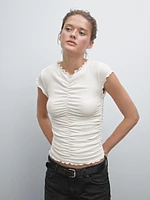 T-shirt froncé en coton