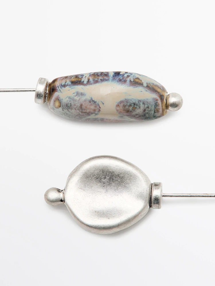 Broche pièce céramique feuille