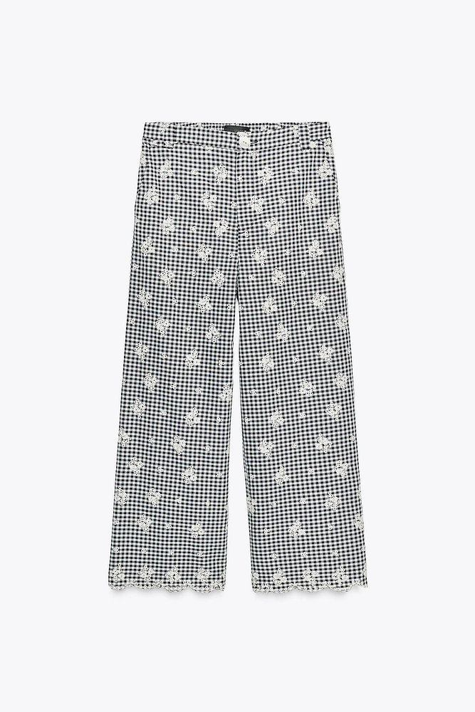 PANTALON JUPE-CULOTTE VICHY BRODÉ