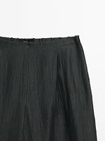Wide-leg linen blend trousers