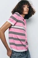 STRIPED KNIT POLO SHIRT