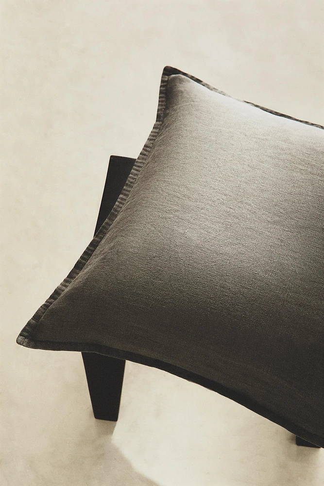 HOUSSE DE COUSSIN ÉDREDON LIN EFFET DÉLAVÉ