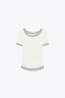 T-SHIRT DOUBLE CÔTELÉ À PLIS