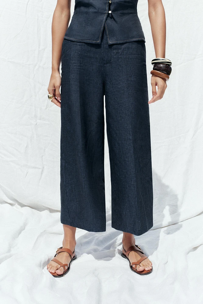 PANTALON JUPE-CULOTTE EN LIN