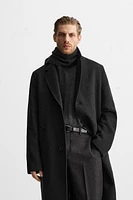 HERRINGBONE TEXTURED WOOL BLEND COAT