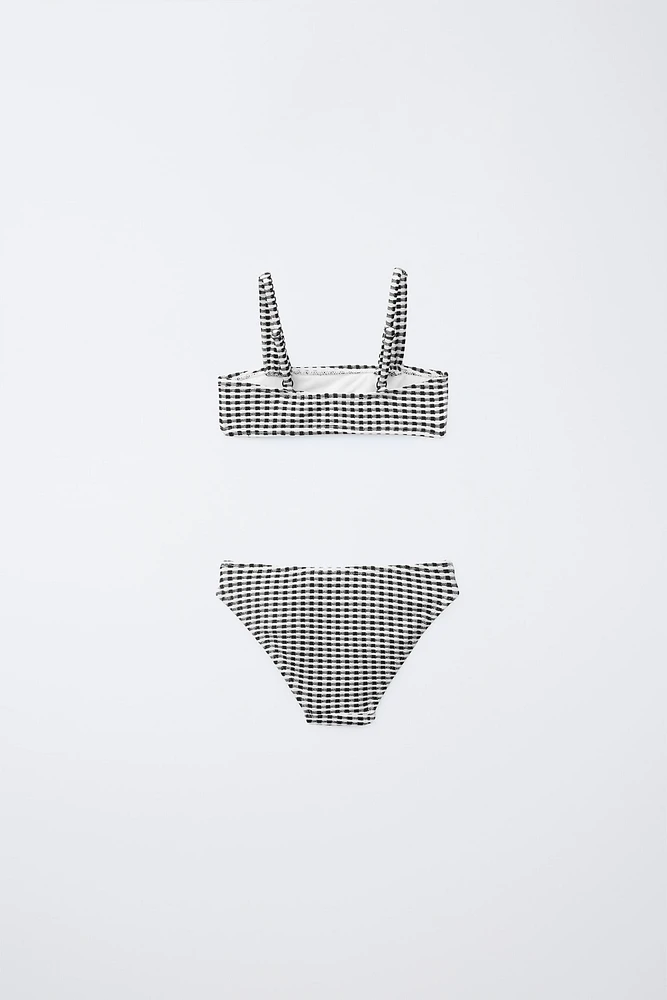 6-14 ANS/ BIKINI TEXTURÉ À CARREAUX VICHY