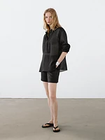 Lightweight ramie blend shirt with pintucks