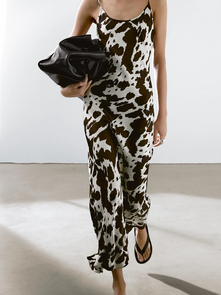Robe midi nuisette à imprimé animal