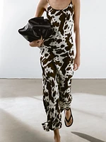 Robe midi nuisette à imprimé animal