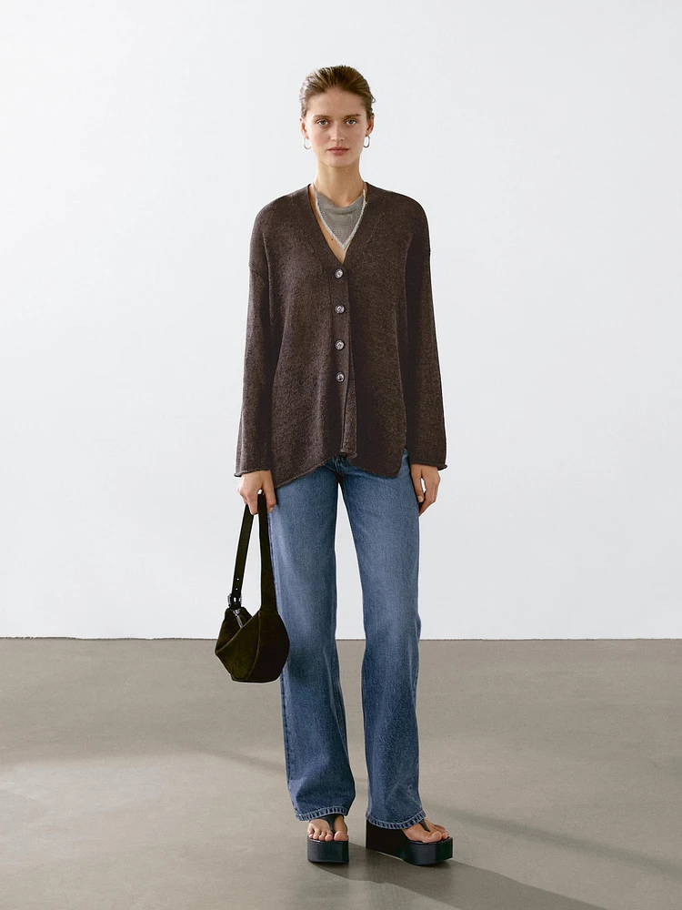 Cardigan oversize en maille fine