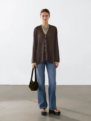 Cardigan oversize en maille fine