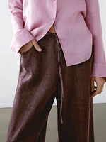 Pantalon droit avec poches 100 % lin