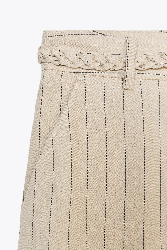 STRIPED PANTS WITH BRAIDED BELT