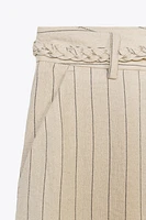 STRIPED PANTS WITH BRAIDED BELT