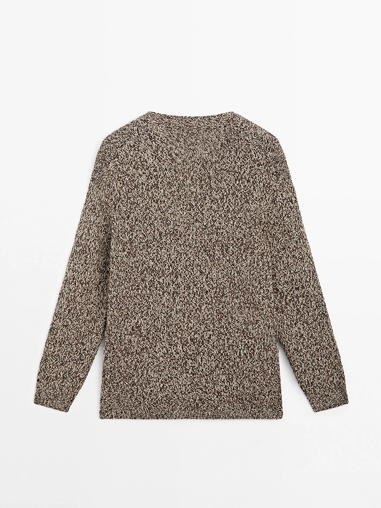 Mouliné V-neck long cardigan