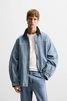 CONTRAST COLLAR DENIM JACKET