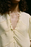 BLOUSE PLIS NERVURÉS ENTRE-DEUX