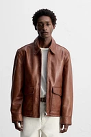 BLOUSON EN CUIR DÉLAVÉ