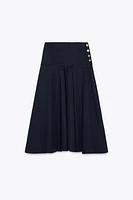 ZW COLLECTION PAPER BAG WAIST SKIRT WITH BUTTONS