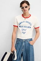 T-SHIRT RIB CONTRASTE INSCRIPTION