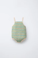 STRIPED KNIT ROMPER