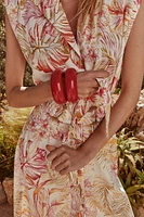 PRINTED LINEN MIDI DRESS