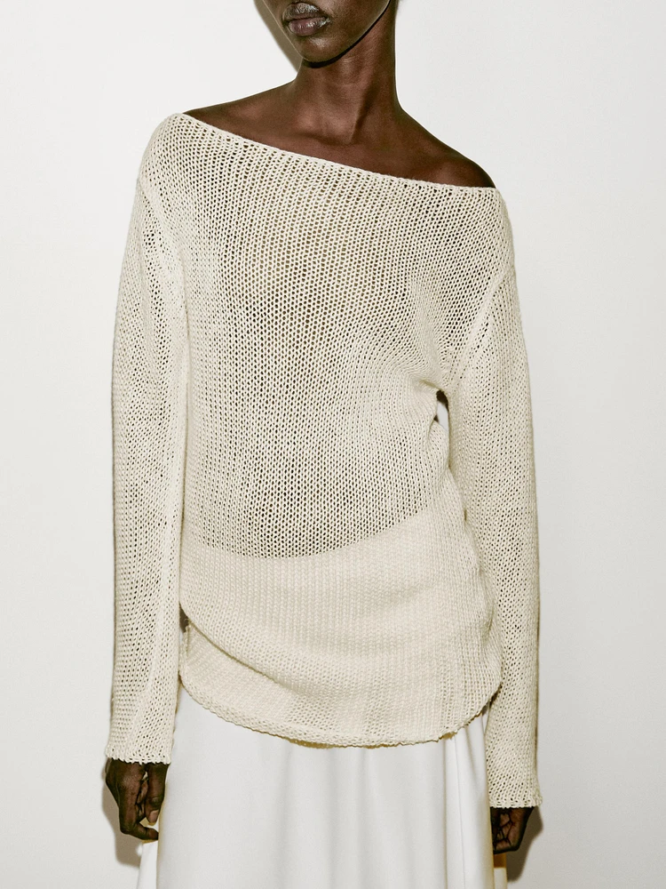 Pull long en maille ajourée - Limited Edition