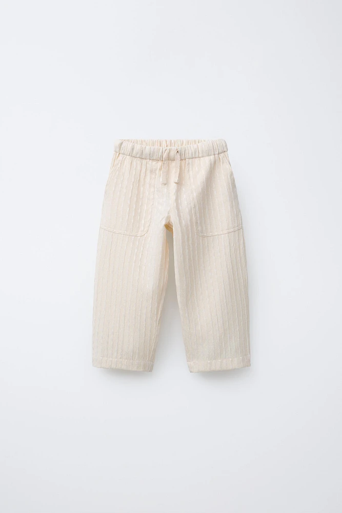 STRAIGHT LEG EMBROIDERED PANTS